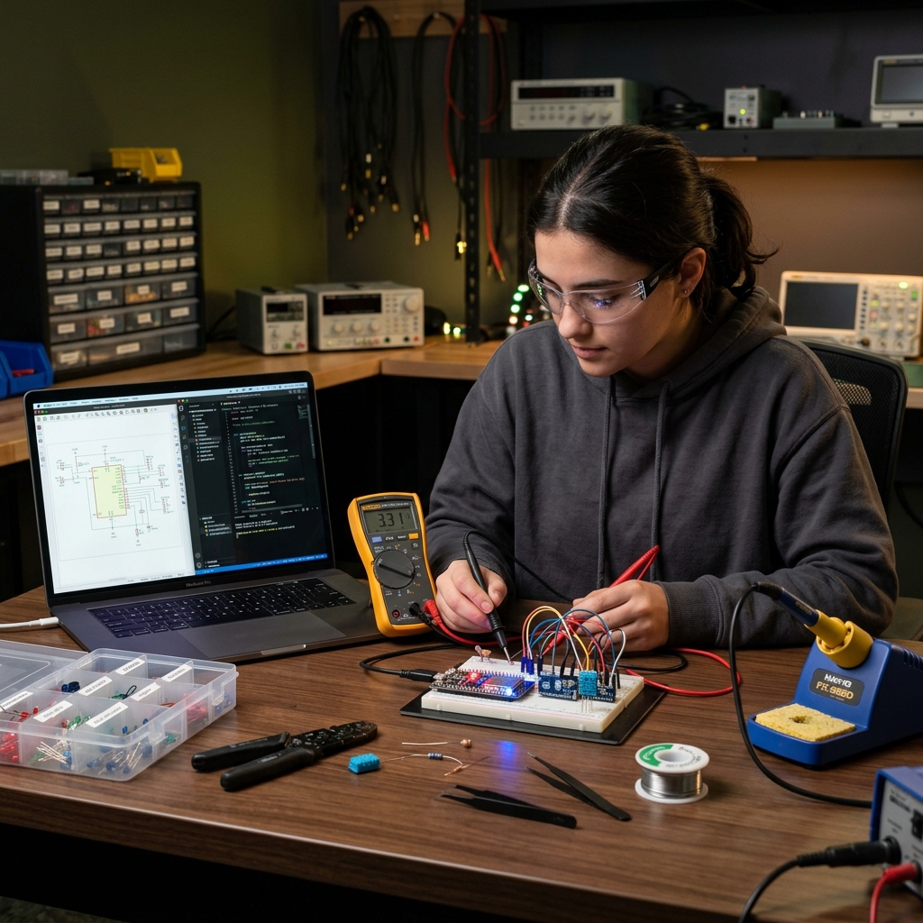 Craftory embedded systems developer at electronics engineering workspace